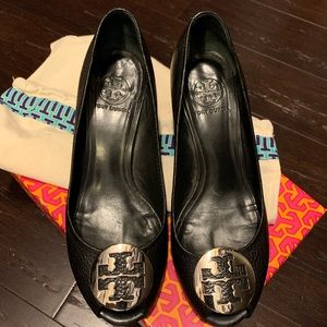 Tory Burch Peep Toe Wedges